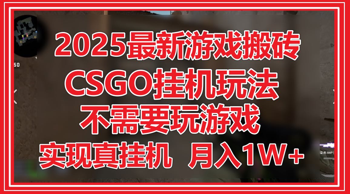 2025最新游戏搬砖，CSGO挂机，不需要玩游戏，实现真挂机，月入1W+-五六七网创电商学院
