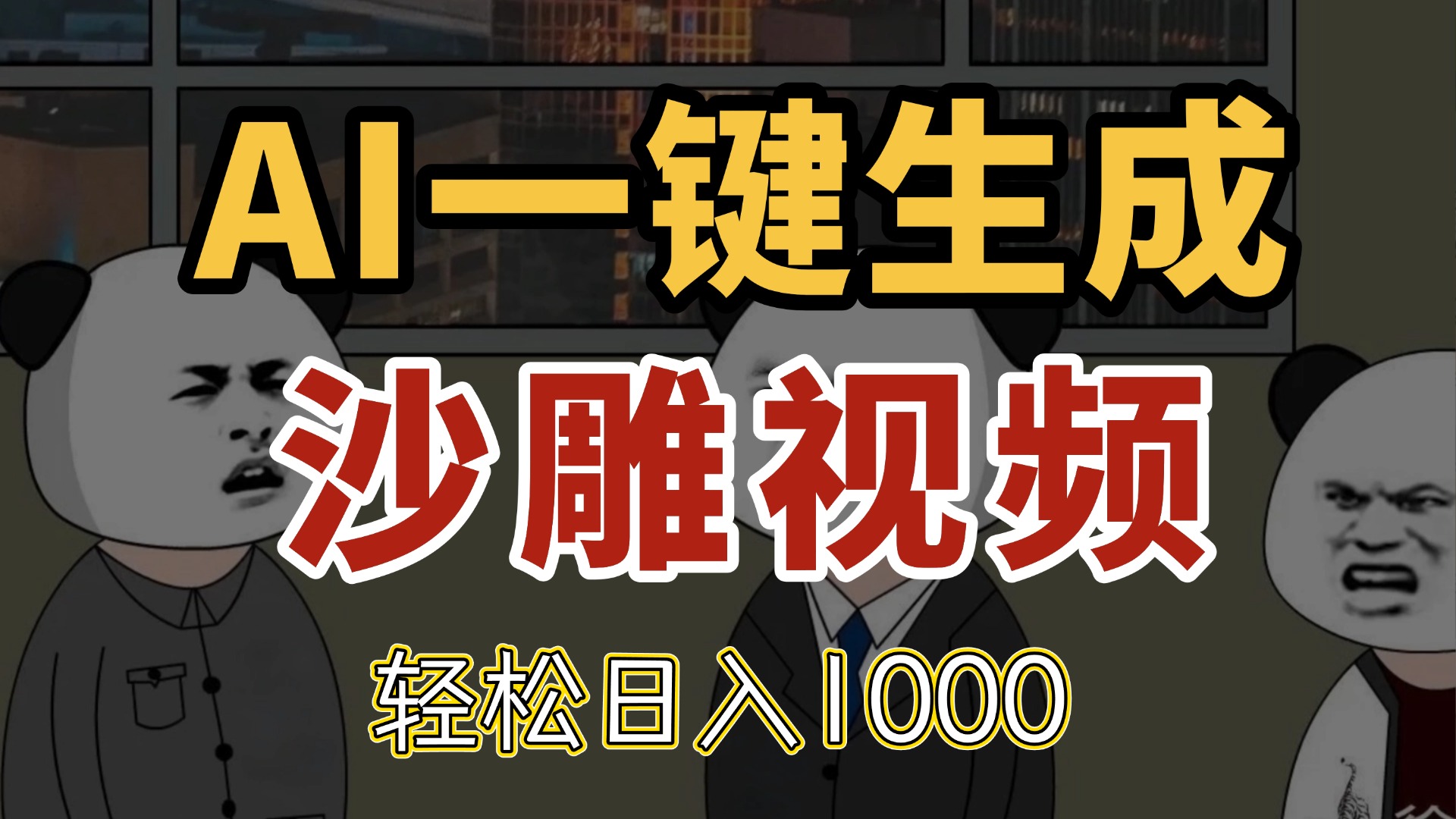 AI一键生成沙雕视频，一条视频千万播放，轻松日入1000-五六七网创电商学院