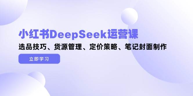 小红书DeepSeek运营课，选品技巧、货源管理、定价策略、笔记封面制作-五六七网创电商学院
