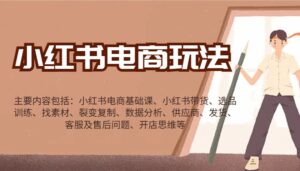 小红书电商玩法：带货/选品/找素材/裂变/数据分析/供应商/发货/售后/开店思维等-五六七网创电商学院