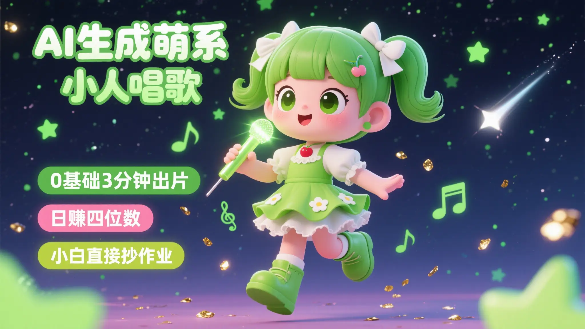 AI生成萌系小人唱歌！0基础3分钟出片，28个作品涨粉8.9万，日赚四位数，小白直接抄作业-创业猫