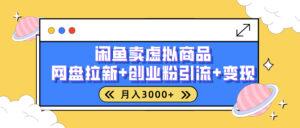 闲鱼售卖虚拟资料，高效引流，网盘拉新，月入2000+，小白轻松上手-五六七网创电商学院