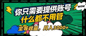 账号全程托管，你只需要提供账号，什么都不用管，坐等收益，月入3000+-五六七网创电商学院