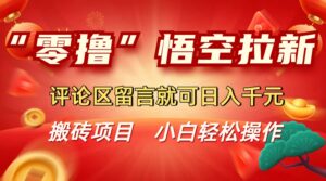 “零撸”悟空拉新玩法，评论区留言就可日入千元-五六七网创电商学院