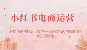 小红书电商运营：开店注册/选品/上架/养号/爆款笔记/剪辑视频/发货促销等-五六七网创电商学院
