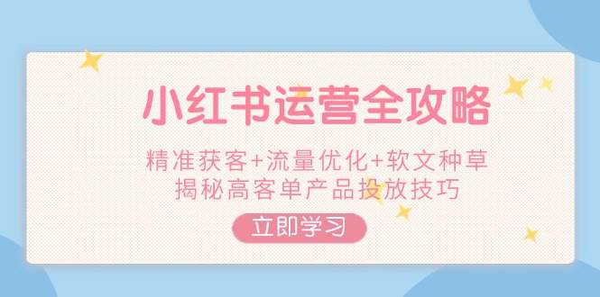 小红书运营全攻略，精准获客+流量优化+软文种草，揭秘高客单产品投放技巧-五六七网创电商学院