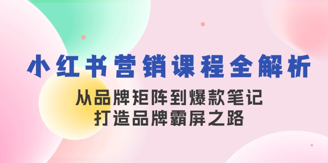 小红书营销课程全解析，从品牌矩阵到爆款笔记，打造品牌霸屏之路-五六七网创电商学院