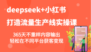 deepseek+小红书打造流量生产线实操课，365天不重样内容输出，轻松在不同平台获客变现-五六七网创电商学院