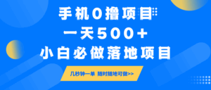 手机0撸项目，一天500+，小白必做落地项目 几秒钟一单，随时随地可做-五六七网创电商学院