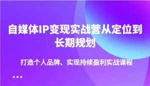 自媒体IP变现实战营从定位到长期规划，打造个人品牌、实现持续盈利实战课程-五六七网创电商学院