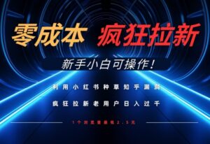 利用小红书种草知乎漏洞，零成本疯狂拉新日入数张，新手小白可操作-五六七网创电商学院