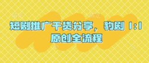短剧推广干货分享，豹剧 1:1原创全流程-五六七网创电商学院