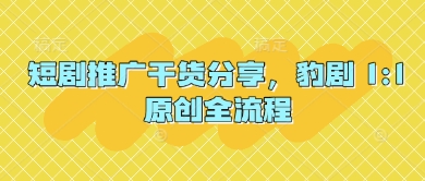 短剧推广干货分享，豹剧 1:1原创全流程-五六七网创电商学院