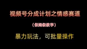 视频号分成计划之情感赛道暴力玩法，可批量操作，保姆级教学-五六七网创电商学院