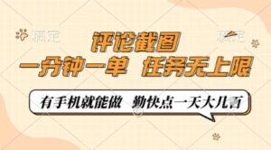 评论截图，0.5元一单，一分钟一单，有手机就能做，任务无上限，勤快点一天几张【揭秘】-五六七网创电商学院