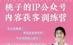 桃子IP公众号内容获客训练营(第3期)，一门让你公众号从0到商业闭环的课程-五六七网创电商学院