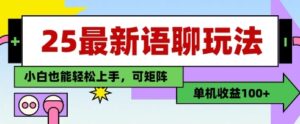 25年最新语聊玩法，纯手工，单机收益100+，小白也能轻松上手，可矩阵操作-五六七网创电商学院