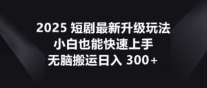 2025短剧最新升级玩法，小白也能快速上手，无脑搬运日入300+-五六七网创电商学院
