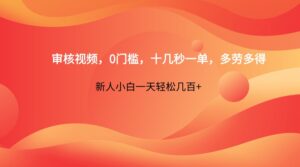 审核视频，0门槛，十几秒一单，多劳多得，新人小白一天轻松几百+-五六七网创电商学院