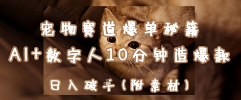 宠物赛道爆单秘籍：AI+数字人10分钟造爆款，日入1k-五六七网创电商学院