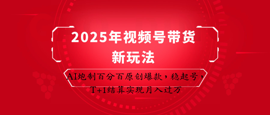 2025年视频号带货新玩法：AI炮制百分百原创爆款，稳起号，T+1结算实现月入过万-五六七网创电商学院