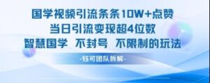 国学视频引流条条10W+点赞当日引流变现超4位数-五六七网创电商学院