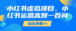 小红书虚拟项目，小红书运营高频一百问【文档】-五六七网创电商学院