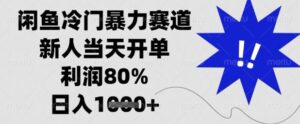 闲鱼冷门暴力赛道，新人当天开单，利润80%，日入1k+【揭秘】-五六七网创电商学院