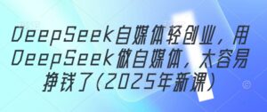 DeepSeek自媒体轻创业，用DeepSeek做自媒体，太容易挣钱了(2025年新课)-五六七网创电商学院