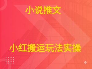 小说推文  小红搬运玩法实操-五六七网创电商学院