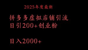 拼多多复制粘贴日引200+付费创业粉，月入6位数最新教程！-五六七网创电商学院
