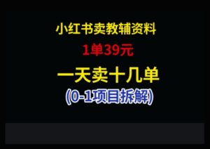 小红书卖小学教辅资料，1单39，1天十几单-五六七网创电商学院