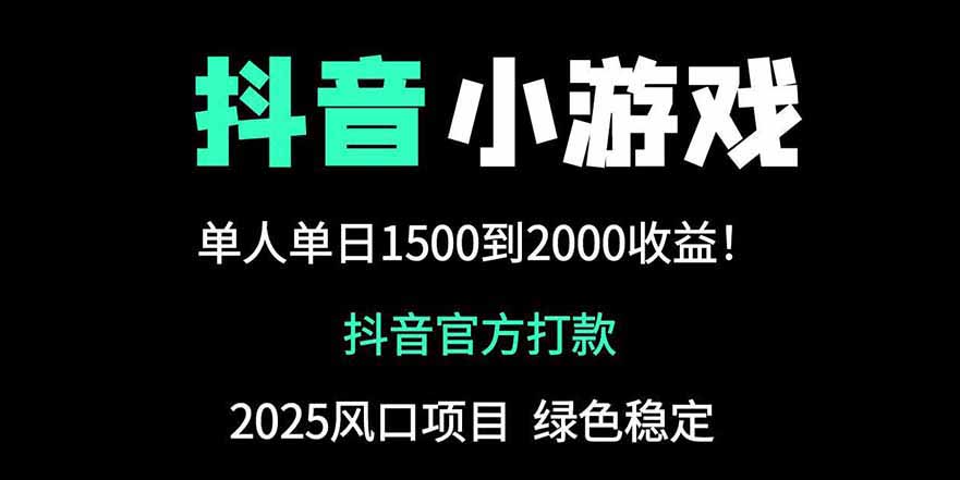 抖音官方小游戏2025全网最新玩法，暴利赚钱项目，单机日入2000+-五六七网创电商学院