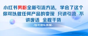 小红书男粉引流 学会了这个变现很容易，不讲废话全程针对男人的打法 全程干货-五六七网创电商学院