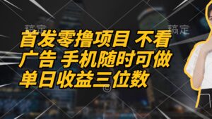 首发零撸项目 不看广告 手机随时可做 单日收益三位数-五六七网创电商学院