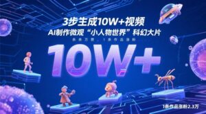 3步生成10W+视频，AI制作微观“小人物世界”科幻大片，条条万赞，1条作品涨粉2.3W-五六七网创电商学院