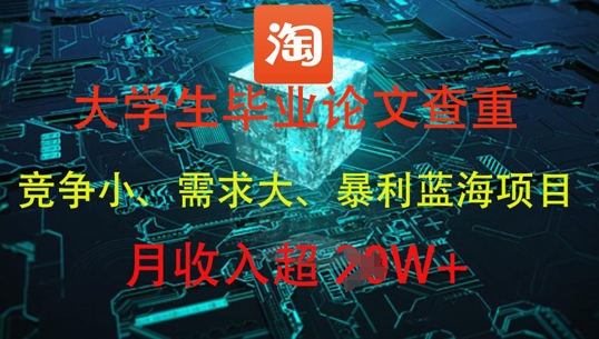 大学生毕业论文查重，暴利蓝海项目，月收入过1W+-五六七网创电商学院