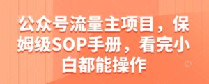 公众号流量主项目，保姆级SOP手册，看完小白都能操作-五六七网创电商学院