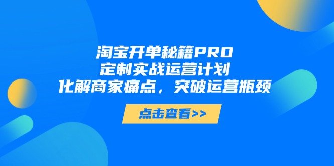 淘宝开单秘籍PRO，定制实战运营计划，化解商家痛点，突破运营瓶颈-五六七网创电商学院