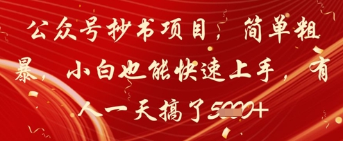 公众号抄书项目，简单粗暴，小白也能快速上手，有人一天搞了1k+-五六七网创电商学院