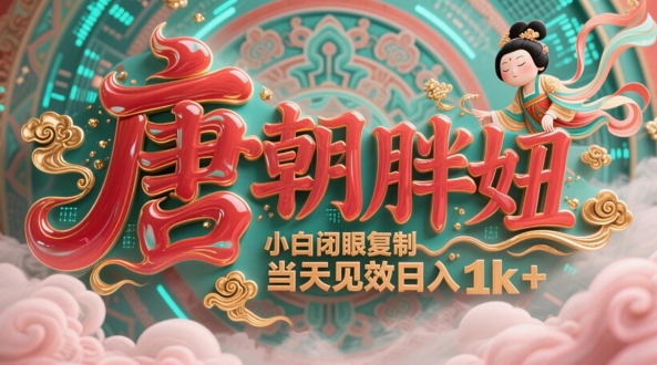 用AI克隆“唐朝胖妞”日更3条，平台疯狂推流，小白闭眼复制，当天见效，日入1k+-五六七网创电商学院