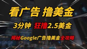 看广告，撸美金！！3分钟赚2.5美金！！日入200美金不是梦！揭秘Google…-五六七网创电商学院