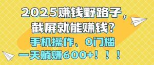 （14771期）2025赚钱野路子，截屏就能赚钱？手机操作0门槛，一天躺赚600+！！！-五六七网创电商学院