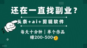 头条全新玩发加持软件搬视频，每天十分钟，单个作品收入200-500左右-五六七网创电商学院