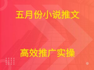 五月份小说推文 高效推广实操-五六七网创电商学院
