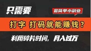 只需要打字，打码，就能赚钱？简单的赚钱小副业，利用碎片时间，月入过万-五六七网创电商学院