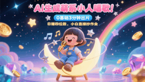 AI生成萌系小人唱歌！0基础3分钟出片，28个作品涨粉9万，日赚四位数，小白直接抄作业-五六七网创电商学院
