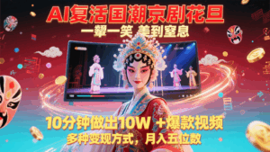 AI复活国潮京剧花旦,一颦一笑美到窒息,10分钟做出10W+爆款视频,多种变现方式-五六七网创电商学院