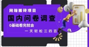 网创搬砖项目，国内问卷调查，0基础看完就会 一天轻松三四张，靠谱副业干就完了【揭秘】-五六七网创电商学院