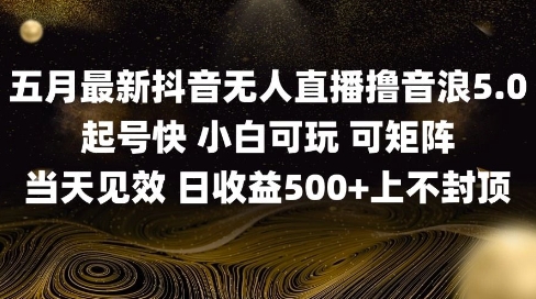 2025五月最新无人直播撸音浪单日产出5张+实操教程【揭秘】-五六七网创电商学院